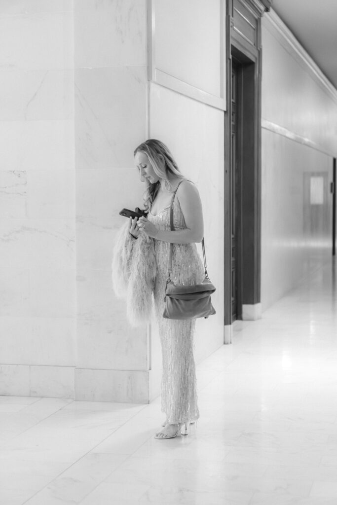 Bridesmaid waiting at San Francisco City Hall