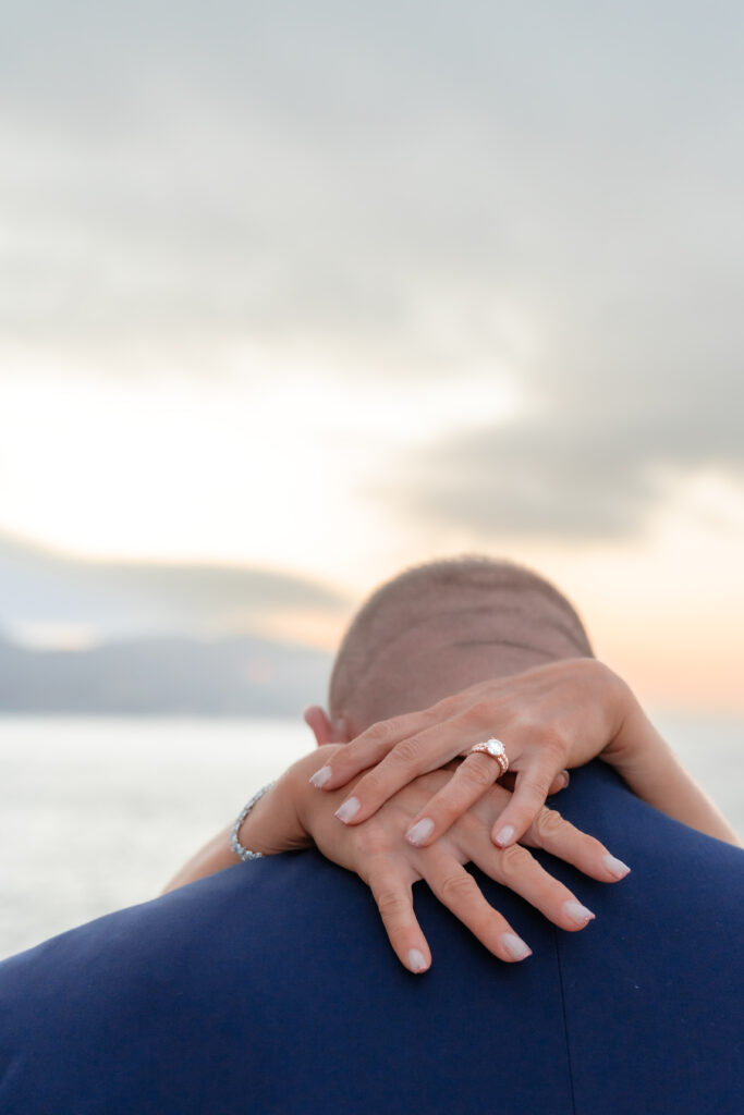 Romantic wedding rings on boat